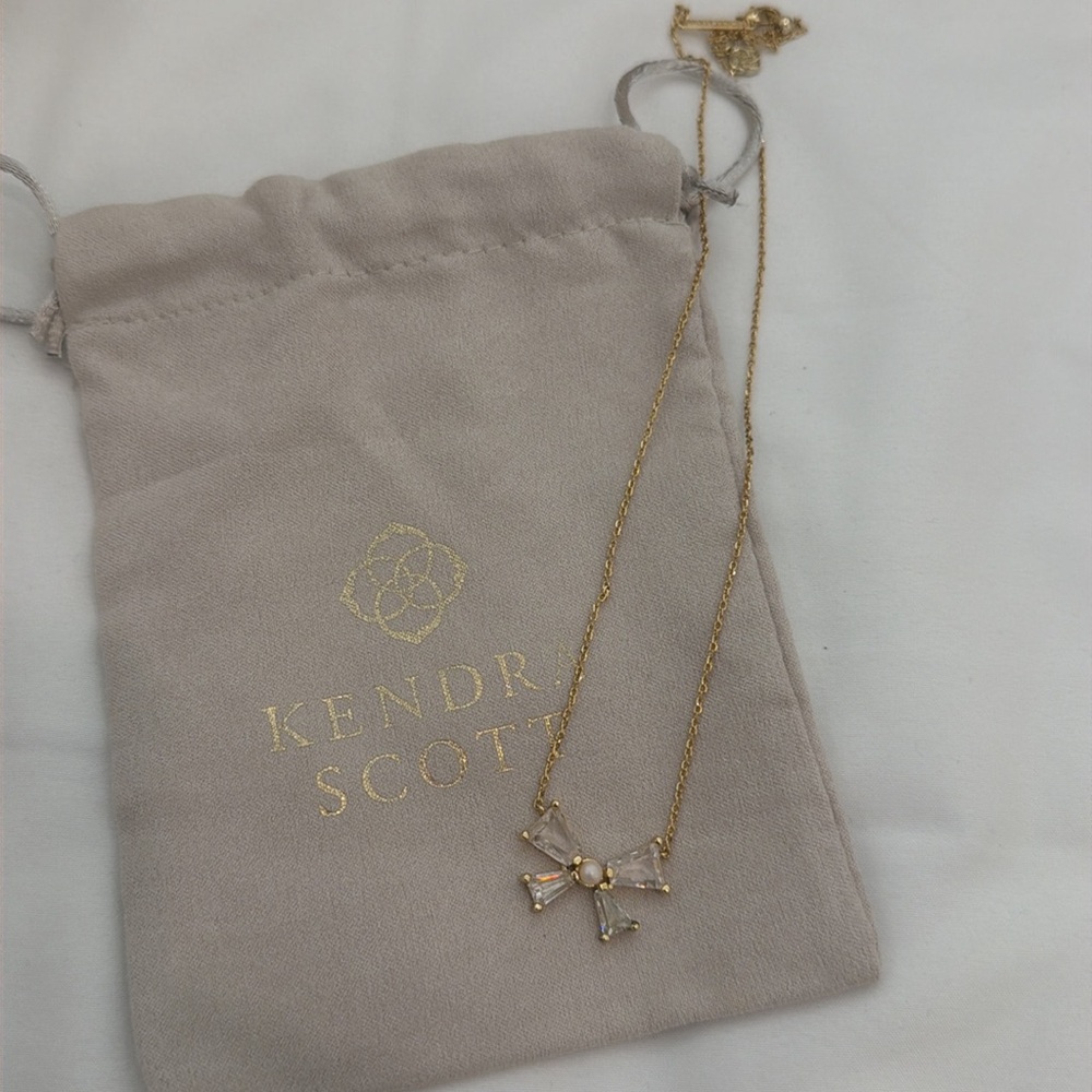 Blair Gold Bow Pendant Necklace In White